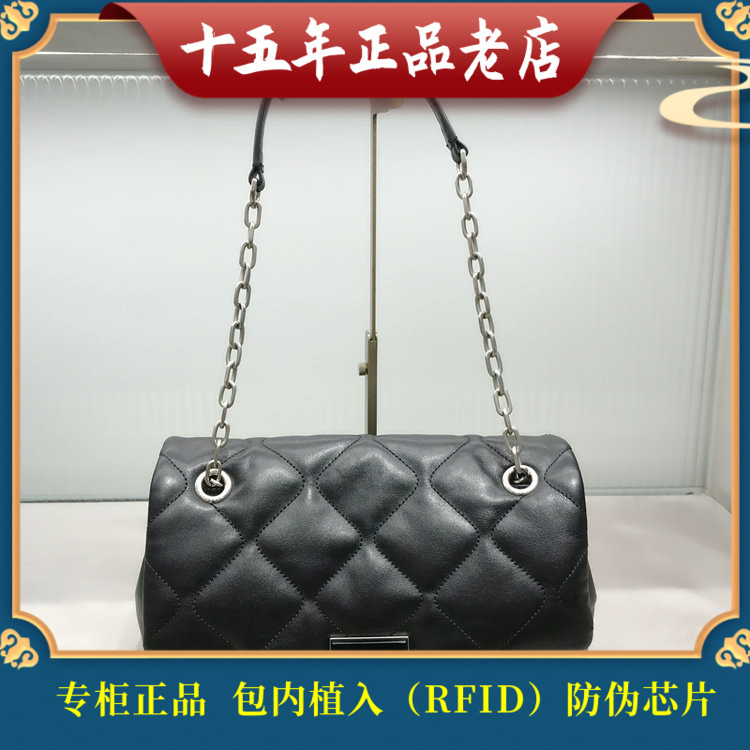 迪桑娜新款菱格链条时尚真皮单肩