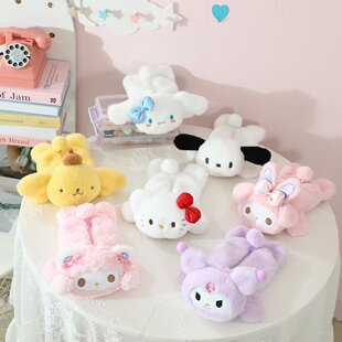 可爱库洛米美乐蒂毛绒笔袋卡通公仔文具袋学生铅笔盒收纳包化妆包