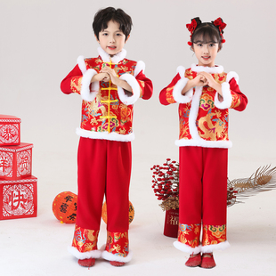 儿童元旦喜庆演出服腰鼓秧歌服说唱中国风开门红幼儿舞蹈服拜年服