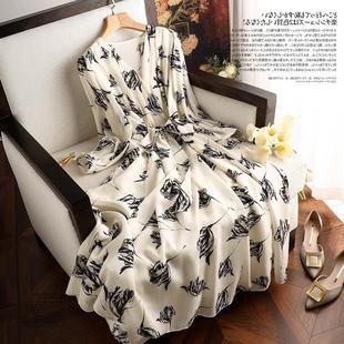 清仓时尚 品牌折扣店商场外贸女装 优雅高端真丝桑蚕丝连衣裙女气质