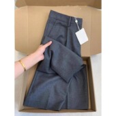 深灰色精纺羊毛西装 阔腿裤 女2024早秋新款 无D 时髦高级长裤