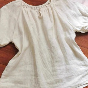 巨美！一眼心动！法式杏色亚麻衬衫女2025夏季棉麻短袖小衫上衣