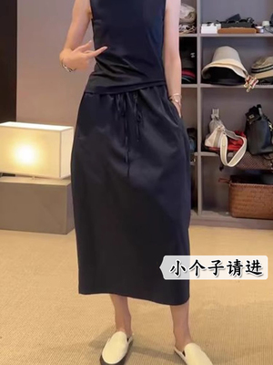 牛X货 巨炸裂！抽绳小个子花苞裙女夏宽松显瘦高级感后开叉半身裙