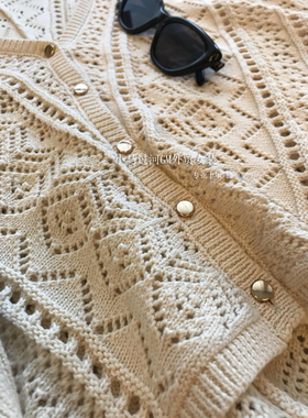 法单B&S，柜2.1K+！！！温柔风~手工钩花镂空宽松长袖针织开衫女