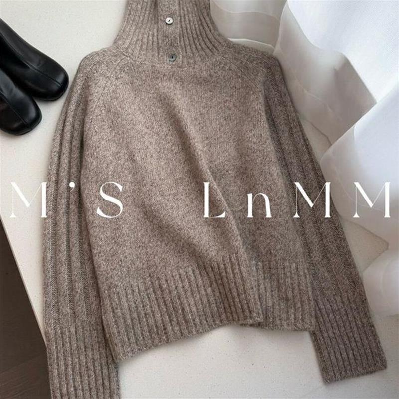 本期推荐！欧货高端混色咖色高领针织衫女秋冬加厚保暖显瘦毛衣