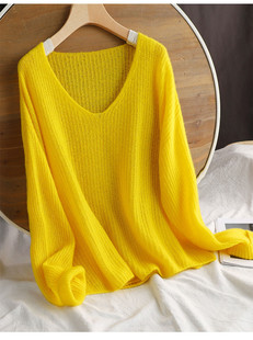 品牌折扣店商场撤回外贸清仓毛衣女马海毛百搭宽松纯色套头针织衫