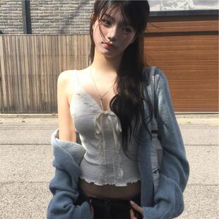 针织开衫 牛X货 长袖 奶油系温柔博主女吊带背心 巨炸裂 秋冬新款