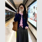 多巴胺设计感独特漂亮撞色针织衫 上衣 假两件撞色小众开衫 秋季 新款