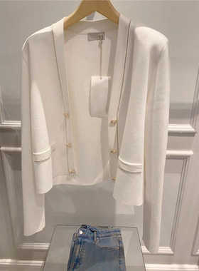 闭眼入啊！时髦精偏爱！！小香风法式白色毛衣外套气质针织开衫女