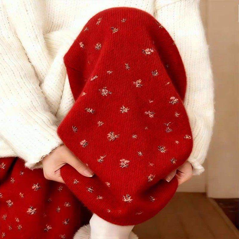 牛X货 巨炸裂！红色垂感针织阔腿裤女秋冬慵懒宽松显瘦直筒休闲裤,女装/女士精品,大码裤装,淘宝优惠券,粉丝福利购,淘宝优惠卷