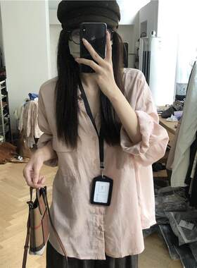 极简高智天丝亚麻衬衫女秋款宽松舒适百搭韩版长袖上衣