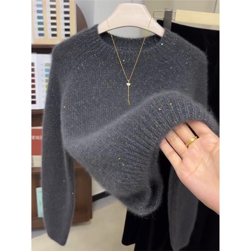 欧货设计感灰色慵懒风针织毛衣女装2025秋冬季高级感休闲百搭上衣