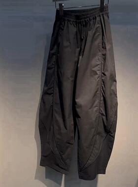 CHAO级推荐！夏季新款宽松弯刀设计收腿裤拼接高级感黑色休闲裤女