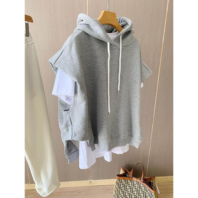 品牌折扣专柜撤柜外贸原单女装廓形篙级灰显瘦遮肉连帽卫衣马甲女,女装/女士精品,卫衣/绒衫,淘宝优惠券,粉丝福利购,淘宝优惠卷