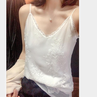吊带可调节肩带顺玗皱刺绣吊带背心女夏 2026新款