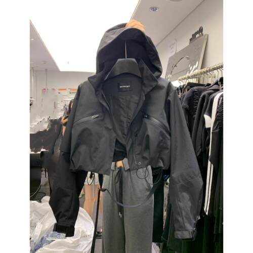 品牌折扣~~商场专柜外贸出口女装连帽立领工装棒球服短款外套