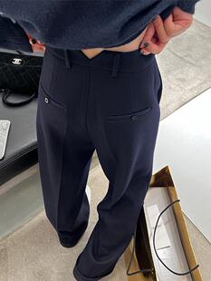 品牌折扣 高腰垂感西装 直筒阔腿裤 女 商场专柜外贸出口女装