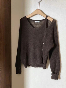 品牌折扣商场外贸女装 软糯糯奶fufu毛衣女 清仓日系小众露肩针织衫