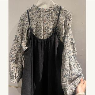 搭配吊带裙 2026春季 印花衬衫 韩系森系两件套 减龄穿搭 新款