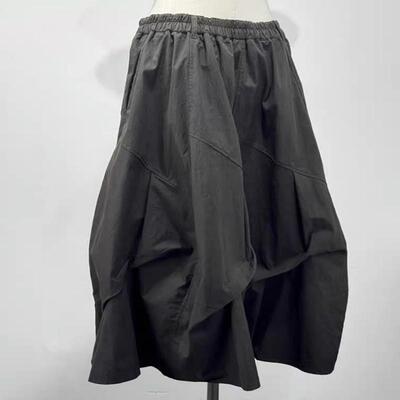 被惊艳到了！灰色褶皱工装半身裙女夏季设计感山本风痞帅中长裙子