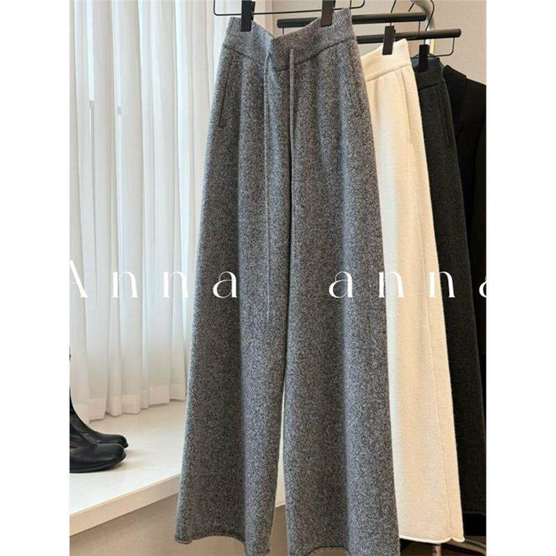CHAO级推荐！灰色柔软羊毛休闲阔腿裤女秋冬季慵懒风百搭直筒卫裤,女装/女士精品,卫裤,淘宝优惠券,粉丝福利购,淘宝优惠卷
