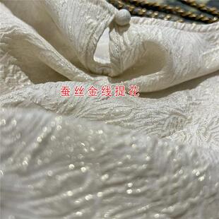 纱线太顶!冠乐绉真丝 太轻奢~掺金丝桑蚕丝圆领短袖直筒衬衫女夏