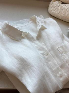 墙裂推荐！老钱风天丝苎麻白色翻领衬衫女新款春季气质休闲上衣