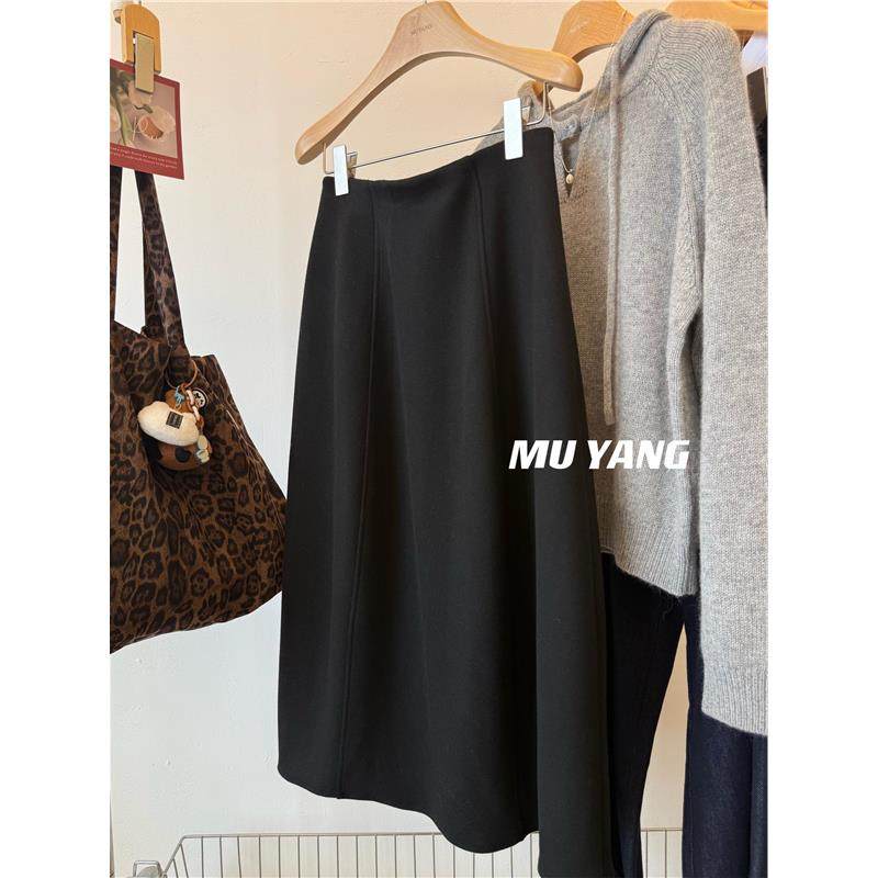 今年流行超收胯羊毛呢料裙！ 含桑蚕丝山羊绒中长款显瘦花苞裙女