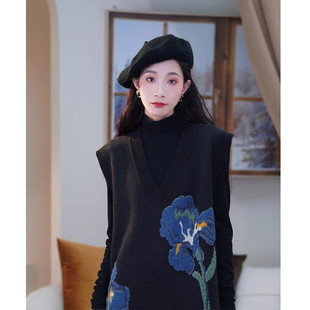 一线品牌折扣捡漏秋冬2024新款气质黑色连衣裙软糯针织长裙女冬季