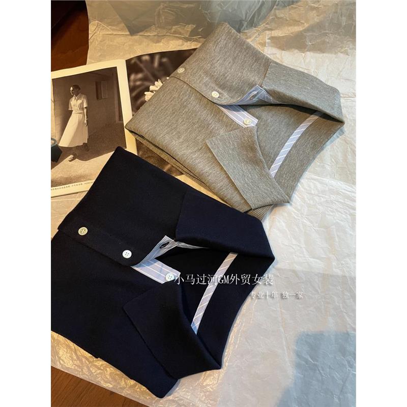 气质的一塌糊涂！！！自留~2025早秋m*u系条纹撞色POLO领针织衫女