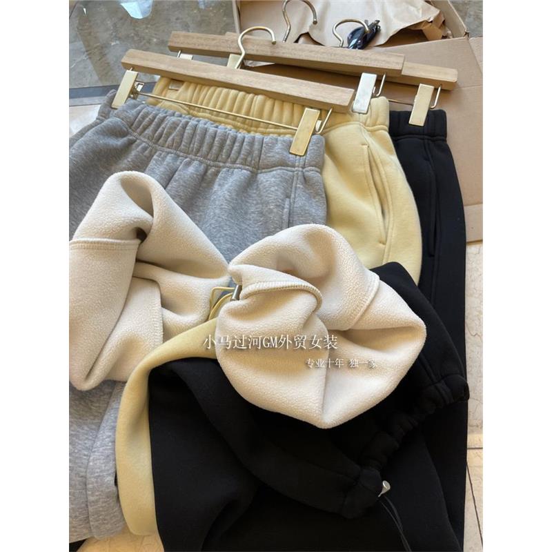 一条过冬!口碑返单~R外贸厂超厚绒细腻保暖抽绳腰束脚直筒卫裤女