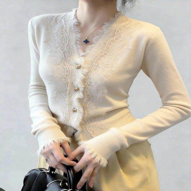 牛X货 巨炸裂！百搭杏色毛边V领针织开衫女设计感内搭打底衫上衣,女装/女士精品,大码内搭,淘宝优惠券,粉丝福利购,淘宝优惠卷