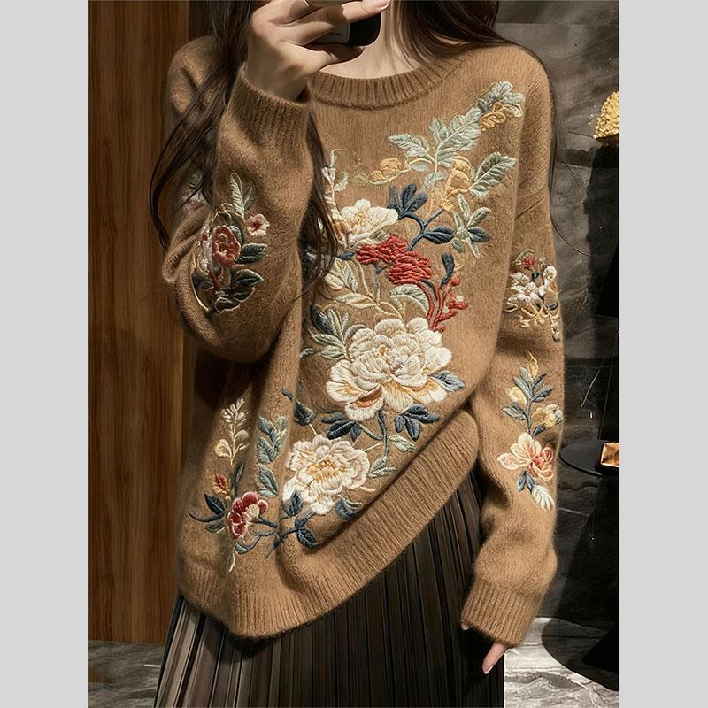 新中式女装国风毛衣气质高级感超好看宽松针织上衣女2025秋季新款