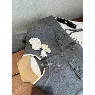 饰单排扣开衫 拿手渠道货 小香风立体花朵装 法式 毛衣 趁早收
