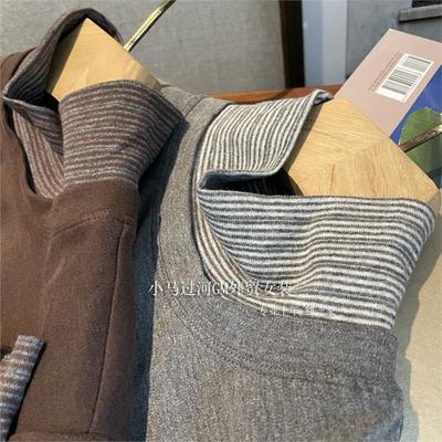 不要小看这件~羊绒天丝羊毛！出口日单! 撞色条纹半高领打底衫T恤