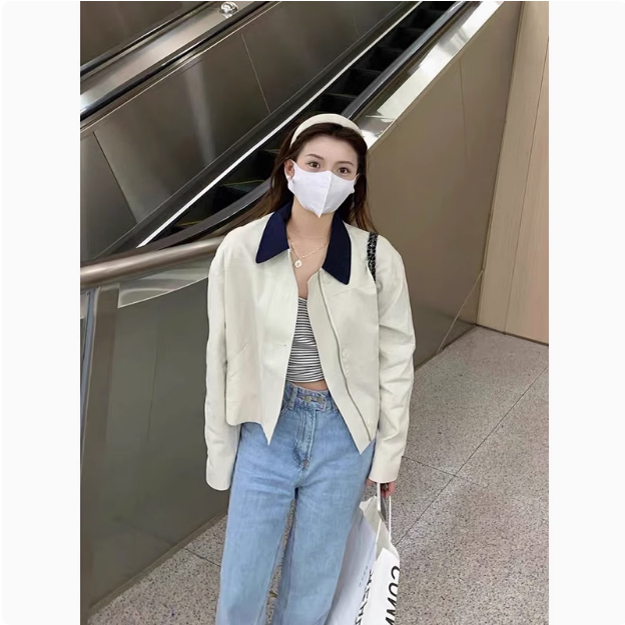 小香风白色夹克外套女2022年秋季新款韩版百搭休闲短款小个子上衣