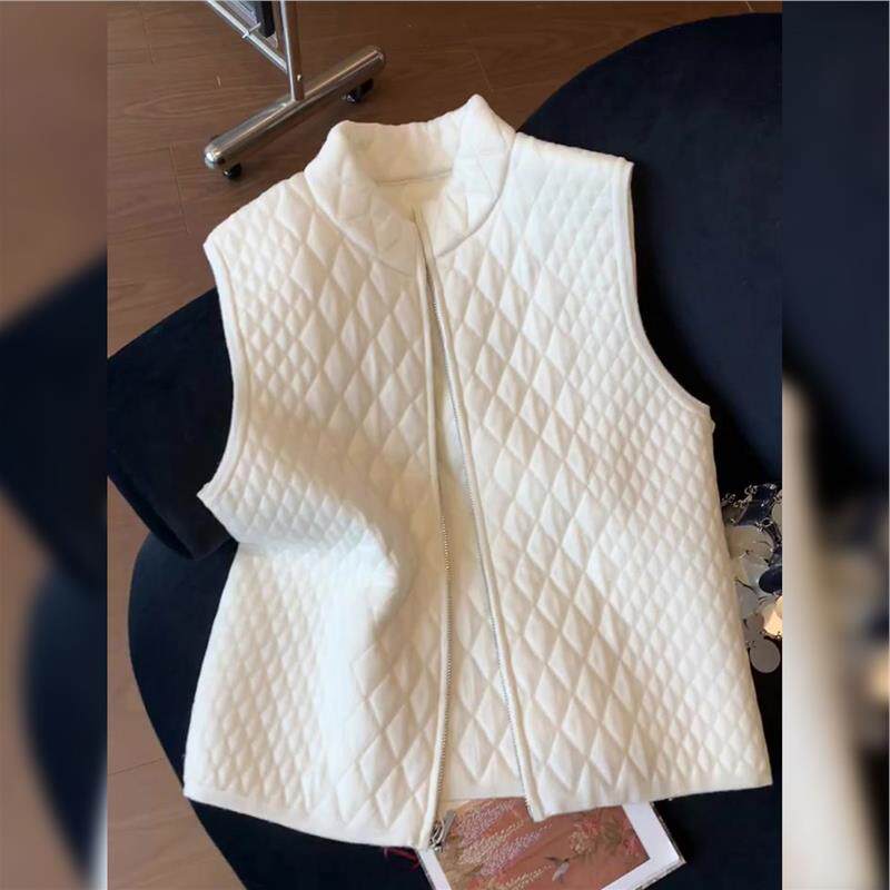 轻熟风韩版白色马甲立领保暖拉链背心2025冬季女无袖马夹上衣小众,女装/女士精品,大码内搭,淘宝优惠券,粉丝福利购,淘宝优惠卷