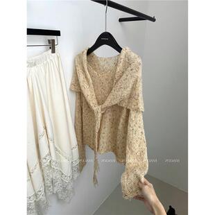 设计感上衣女 新款 今年流行披肩设计针织衫 百搭温柔风2026年春季