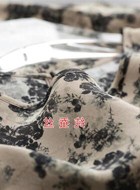 真丝03双绉~100%桑蚕丝印花宽松圆领短款上衣夏女通勤减龄T恤衬衫