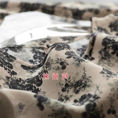 真丝03双绉~100%桑蚕丝印花宽松圆领短款上衣夏女通勤减龄T恤衬衫
