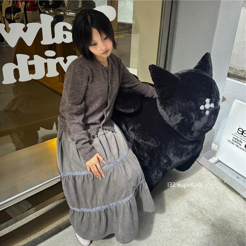 CHAO级推荐！韩系小众复古百搭花边单排扣显瘦长袖针织开衫上衣女