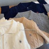 外贸硬品质 专g级质感 L小马刺绣开门襟翻领绞花羊绒羊毛毛衣