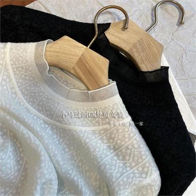 上身你就知道了！！软软呼呼~法式木耳边半高领欧根纱羊毛打底衫