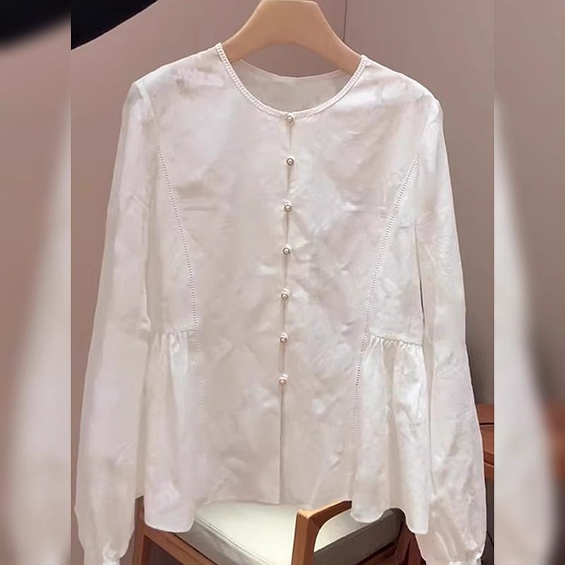 CHAO级！设计感漂亮气质白色娃娃小衫上衣女法式温柔风衬衫春,女装/女士精品,衬衫,淘宝优惠券,粉丝福利购,淘宝优惠卷