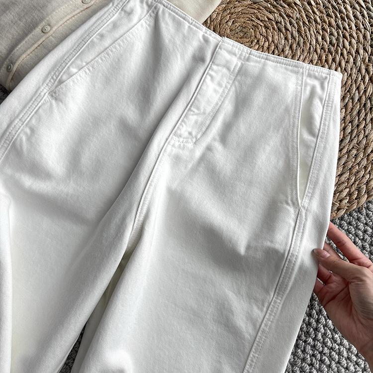 宝藏神裤，巨显瘦！进口纯棉镰刀牛仔裤女早秋茧型高腰显瘦九分裤