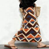 牛X货 巨炸裂 撞色羊羔毛半身裙女秋冬松紧高腰气质显瘦a字裙子