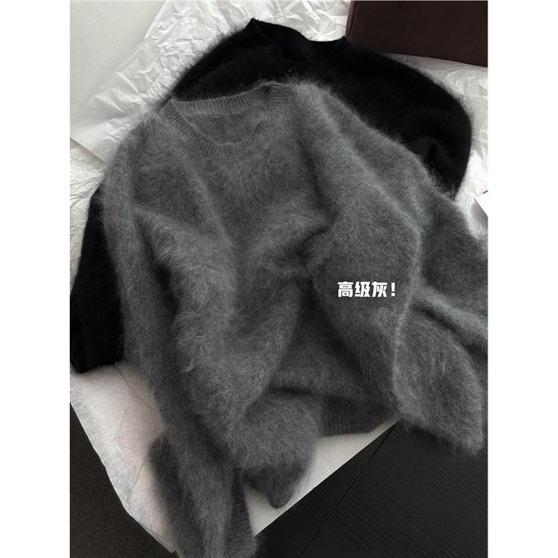 挚爱！高级灰羊毛拉绒毛衣女冬季新款舒适软糯保暖内搭针织衫