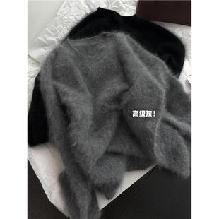 挚爱!高级灰羊毛拉绒毛衣女冬季新款舒适软糯保暖内搭针织衫