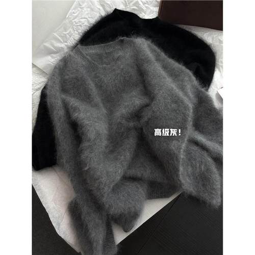 挚爱！高级灰羊毛拉绒毛衣女冬季新款舒适软糯保暖内搭针织衫
