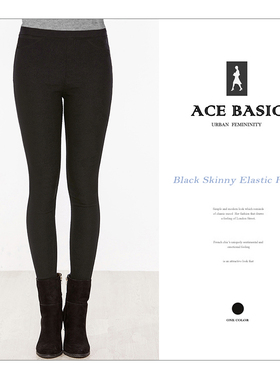 外贸弹力紧身裤女罗马布外穿打底裤松紧腰包臀显瘦铅笔小黑裤